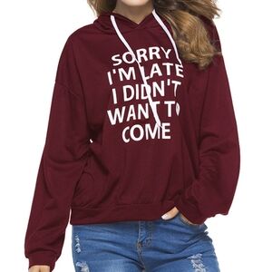 Chic Burgundy Hoodie with Playful Print